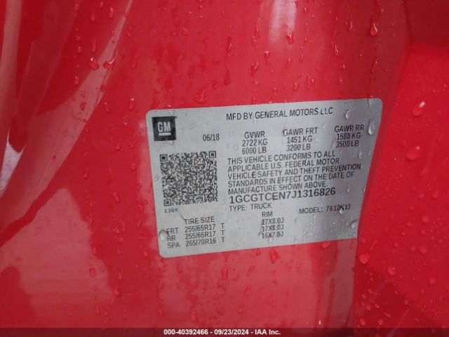 1GCGTCEN7J1316826 Chevrolet Colorado Lt