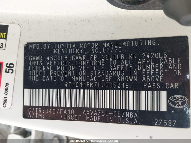 Toyota Camry Le Awd 2020 4T1C11BK7LU005218 Image 9