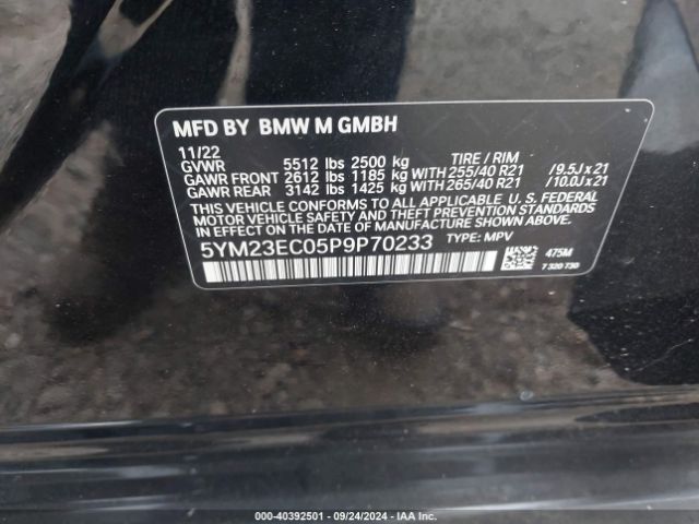 5YM23EC05P9P70233 BMW X4 M
