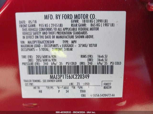 Ford Ecosport Se 2018 MAJ3P1TE6JC220349 Image 9
