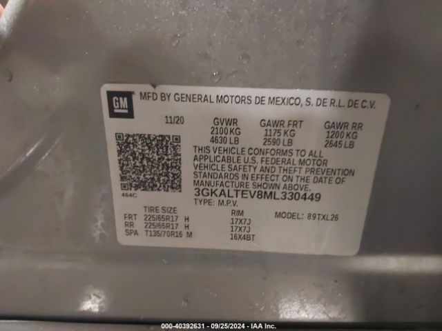 3GKALTEV8ML330449 GMC Terrain Awd Sle
