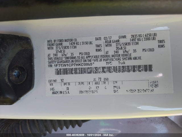 Ford F-150 Xlt 2017 1FTEW1CP7HKD00007 Image 9