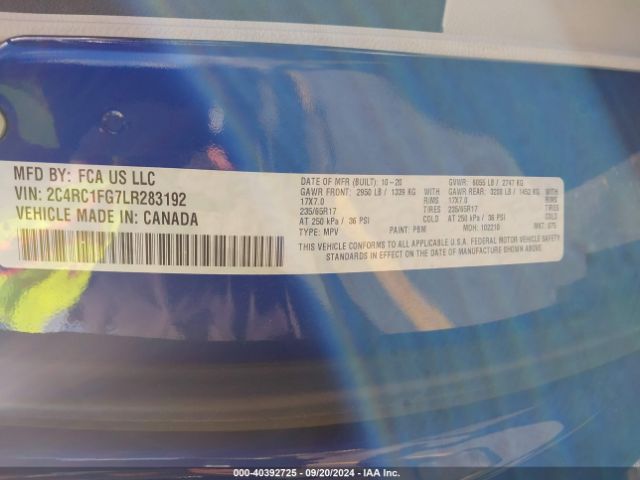 2C4RC1FG7LR283192 Chrysler Pacifica Touring