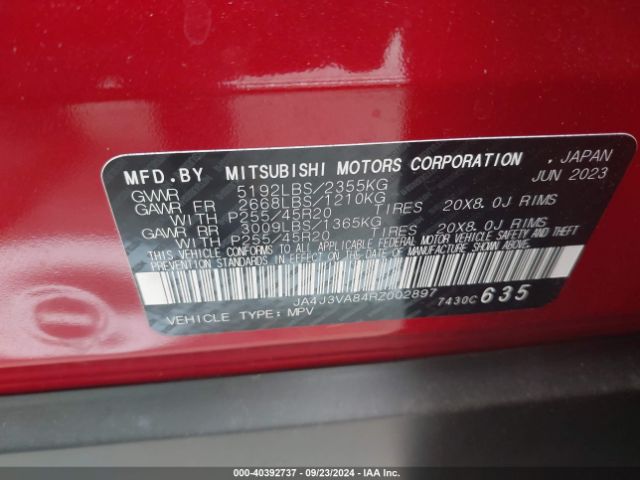 2024 MITSUBISHI OUTLANDER JA4J3VA84RZ002897 Photo 8