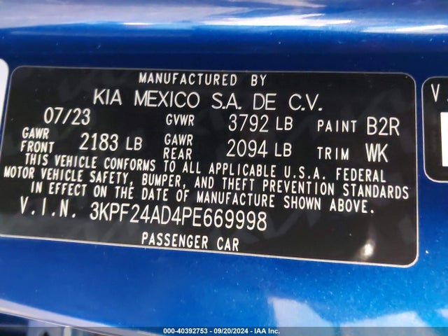 KIA Forte Lxs 2023 3KPF24AD4PE669998 Image 9