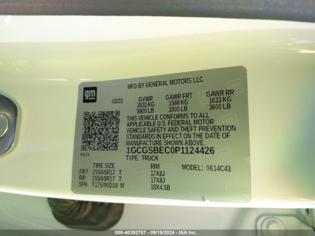 1GCGSBEC0P1124426 Chevrolet Colorado 2wd  Short Box Wt