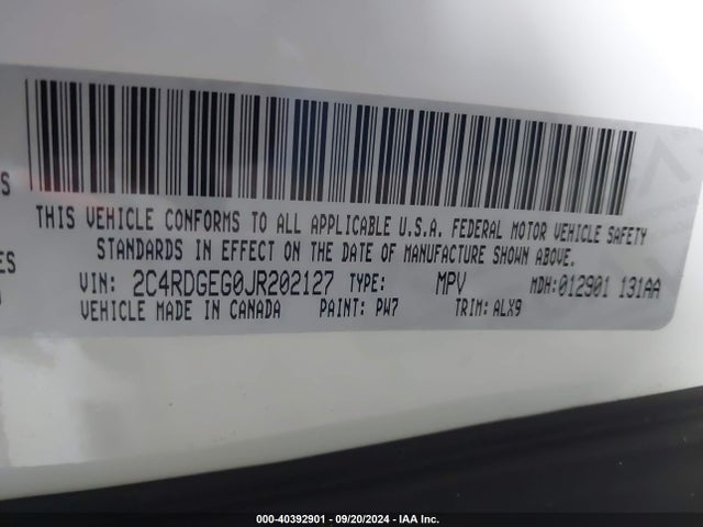2C4RDGEG0JR202127 Dodge Grand Caravan Gt