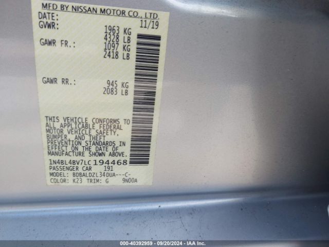 1N4BL4BV7LC194468 Nissan Altima S Fwd