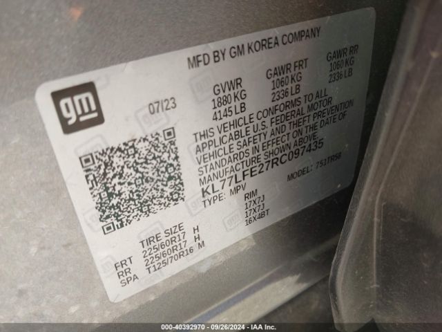 KL77LFE27RC097435 Chevrolet Trax Fwd Sp