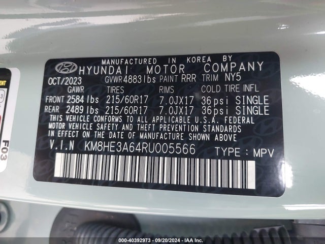 KM8HE3A64RU005566 Hyundai Kona Electric Limited
