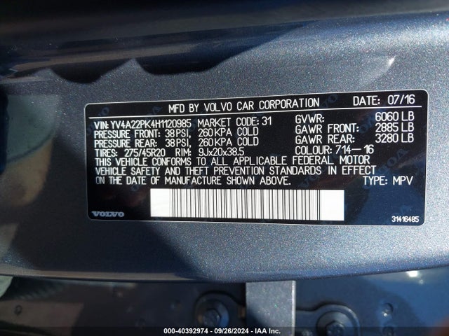 YV4A22PK4H1120985 Volvo Xc90 Momentum