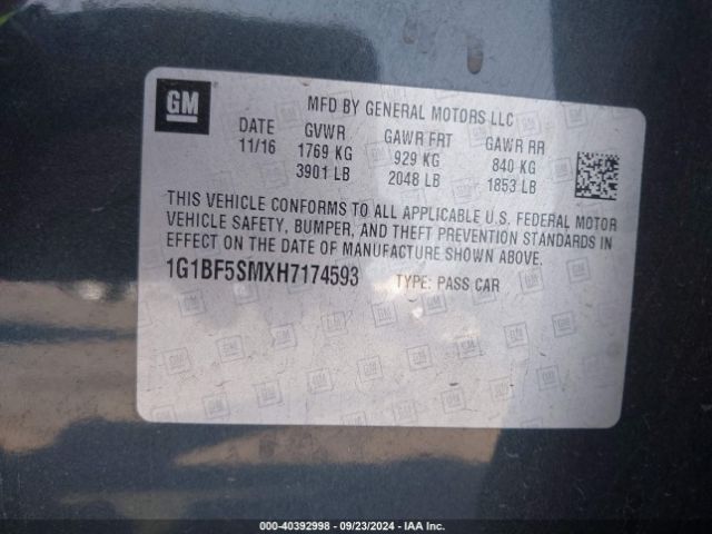 1G1BF5SMXH7174593 Chevrolet Cruze Premier Auto