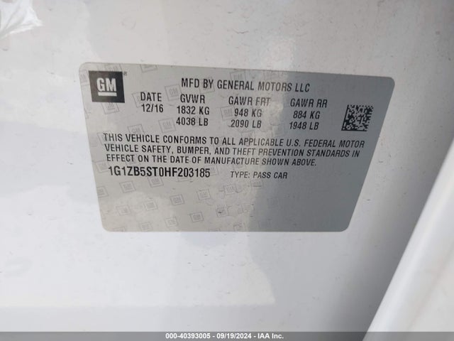 Chevrolet MALIBU LS 2017 1G1ZB5ST0HF203185 Image 9