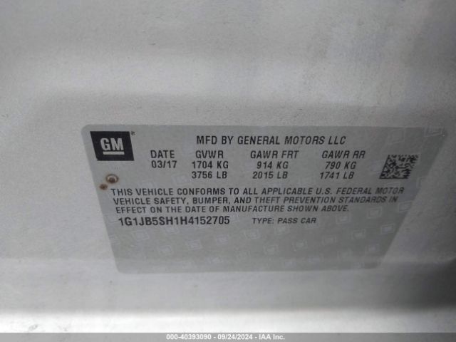 1G1JB5SH1H4152705 Chevrolet Sonic Ls Auto