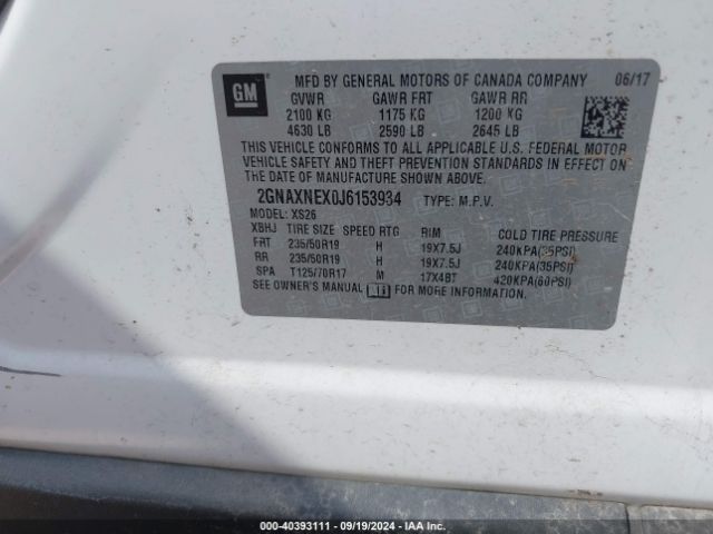 2GNAXNEX0J6153934 Chevrolet Equinox Premier