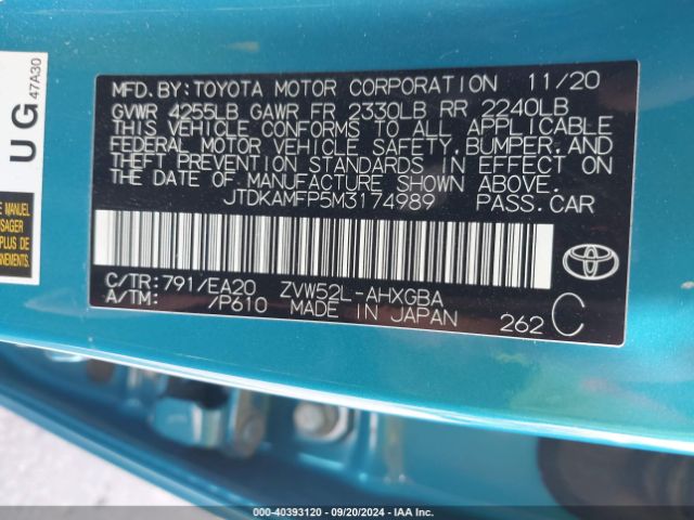JTDKAMFP5M3174989 Toyota Prius Prime Xle