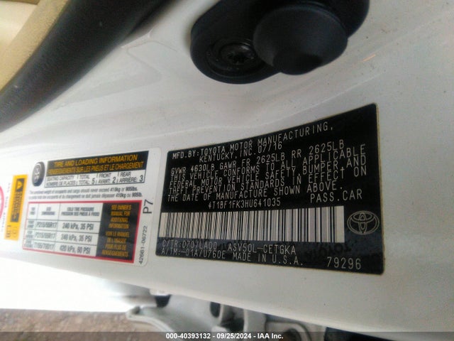 Toyota CAMRY XLE 2017 4T1BF1FK3HU641035 Image 9