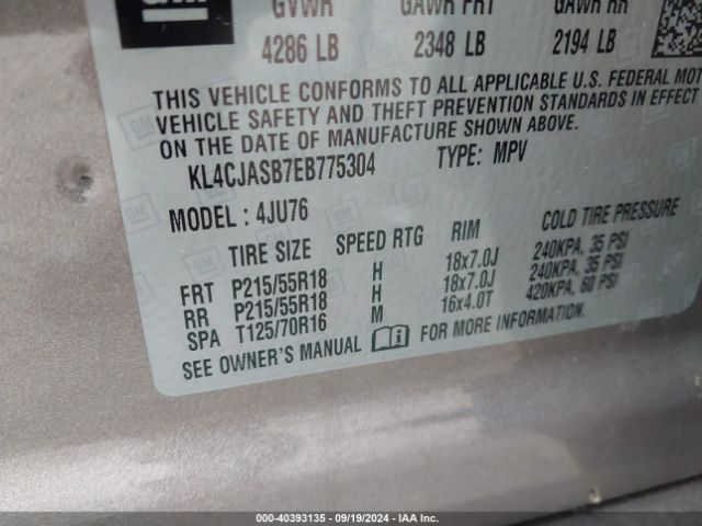 KL4CJASB7EB775304 Buick Encore