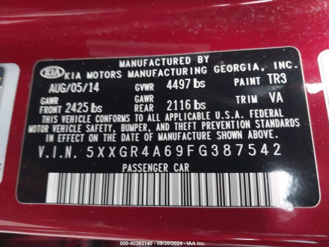 5XXGR4A69FG387542 KIA Optima Sx Turbo