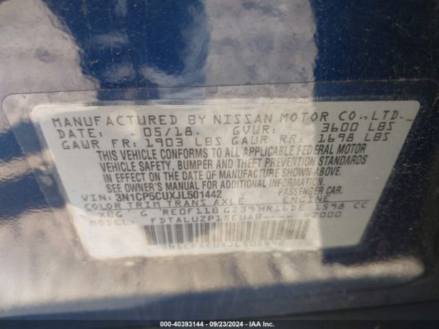3N1CP5CUXJL501442 Nissan KICKS SR