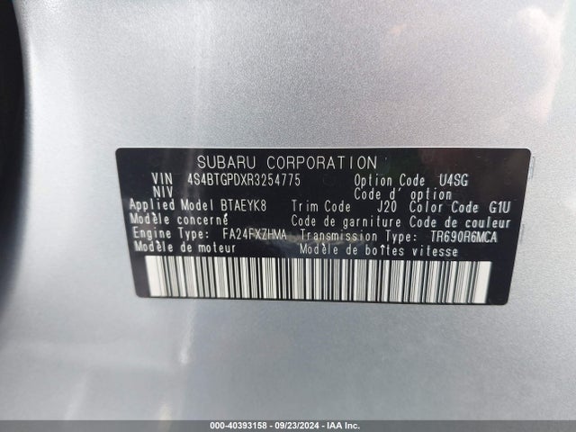 4S4BTGPDXR3254775 Subaru Outback Touring Xt