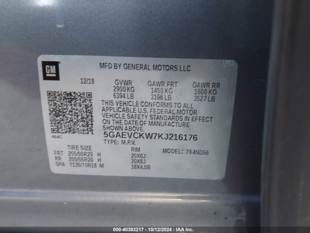 5GAEVCKW7KJ216176 Buick Enclave Awd Avenir