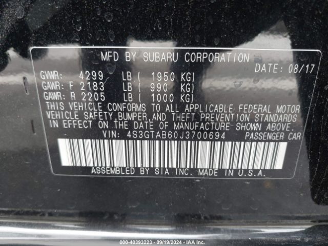 4S3GTAB60J3700694 Subaru Impreza 2.0i Premium