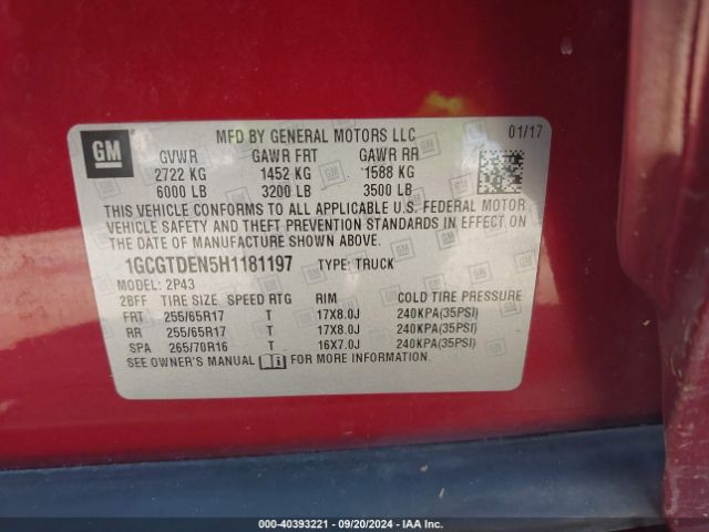 1GCGTDEN5H1181197 Chevrolet Colorado Z71