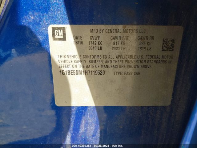 1G1BE5SM1H7119520 Chevrolet Cruze Lt Auto
