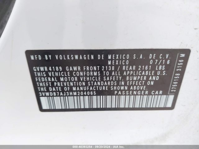 3VWDB7AJ3HM204065 Volkswagen Jetta 1.4t Se