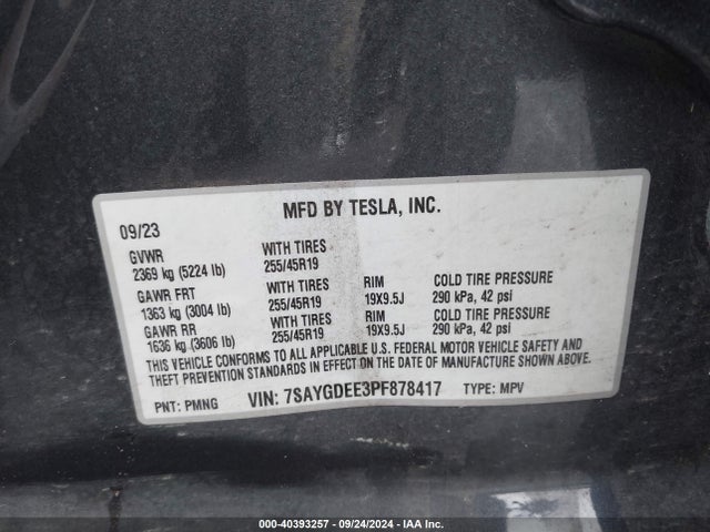 2023 TESLA MODEL Y 7SAYGDEE3PF878417 Photo 8