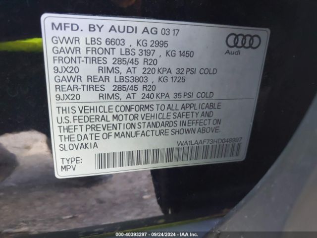 WA1LAAF73HD048997 Audi Q7 3.0t Premium