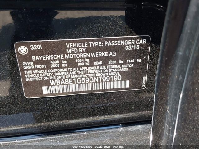 WBA8E1G59GNT99190 BMW 320i