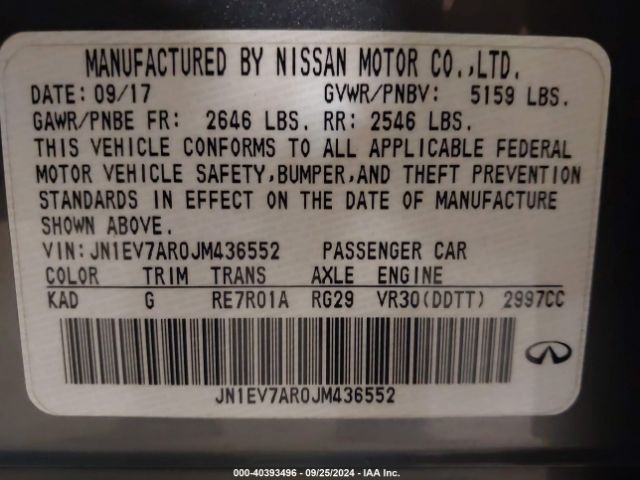 JN1EV7AR0JM436552 Infiniti Q50 3.0t Sport