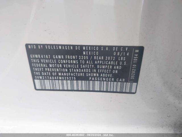 3VW217AU4FM025275 Volkswagen Golf Tsi S 4-door