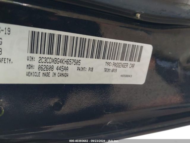 2C3CDXBG4KH657505 Dodge Charger Sxt Rwd