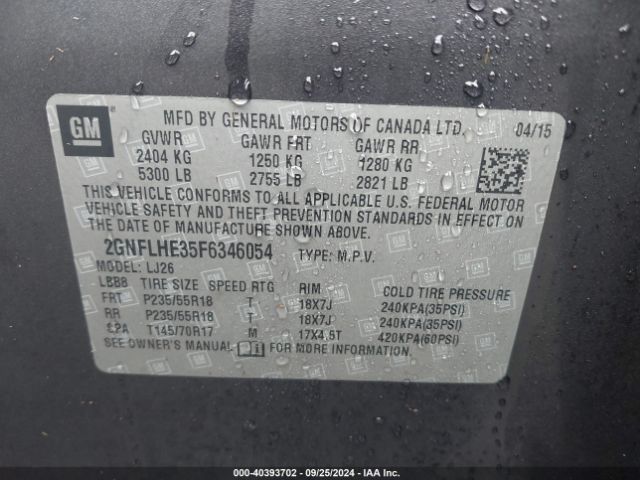2GNFLHE35F6346054 Chevrolet Equinox Ltz