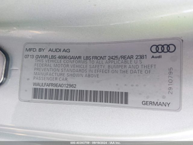 WAULFAFR9EA012962 Audi A5 2.0t Premium
