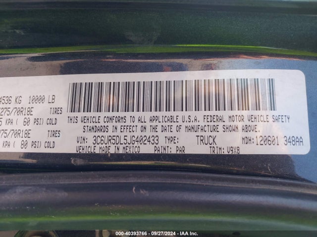 RAM 2500 Slt  4x4 6'4 Box 2018 3C6UR5DL5JG402433 Image 9