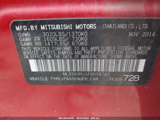 ML32A3HJ1FH034742 Mitsubishi Mirage De/rf