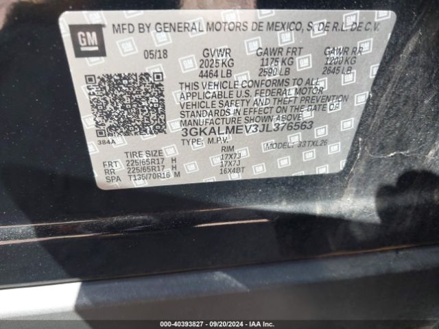 3GKALMEV3JL376563 GMC Terrain Sle