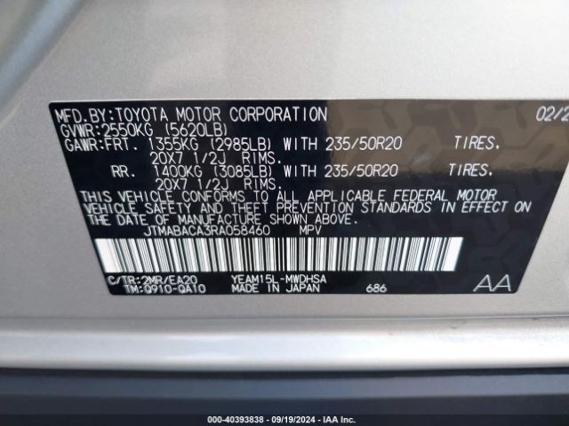 JTMABACA3RA058460 Toyota Bz4x Limited