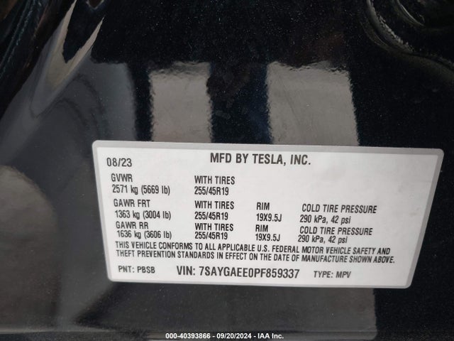 2023 TESLA MODEL Y 7SAYGAEE0PF859337 Photo 8
