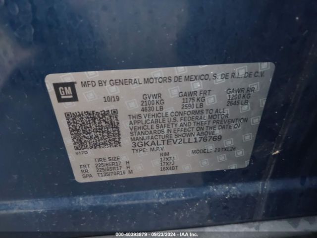 3GKALTEV2LL176769 GMC Terrain Awd Sle