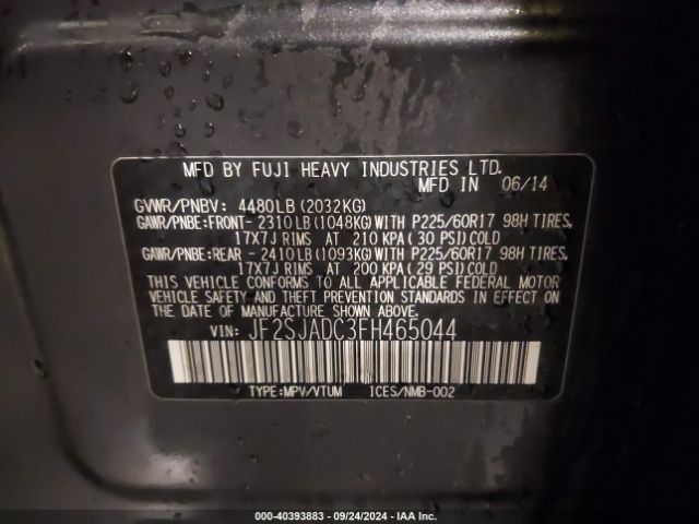 JF2SJADC3FH465044 Subaru Forester 2.5i Premium