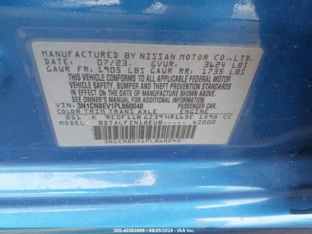 3N1CN8EV1PL860040 Nissan Versa 1.6 Sv Xtronic Cvt