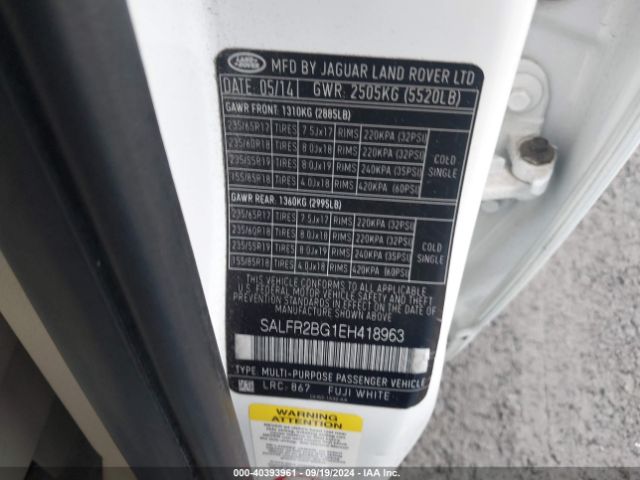 SALFR2BG1EH418963 Land Rover LR2