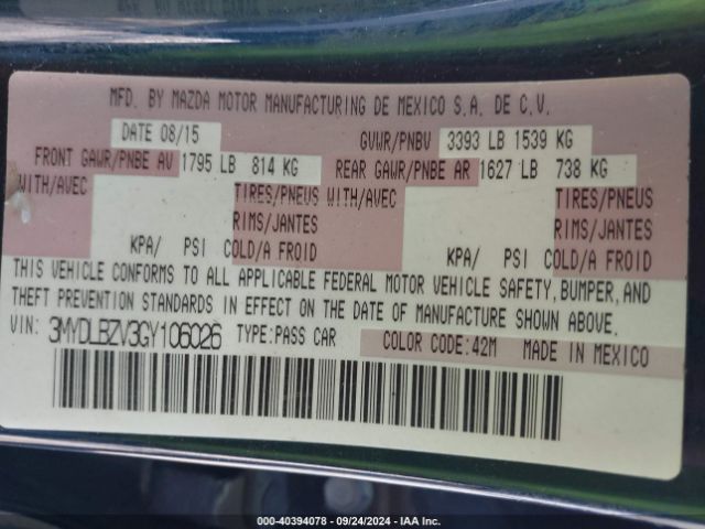 3MYDLBZV3GY106026 Scion IA