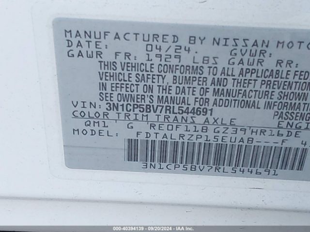 3N1CP5BV7RL544691 Nissan Kicks S Xtronic Cvt