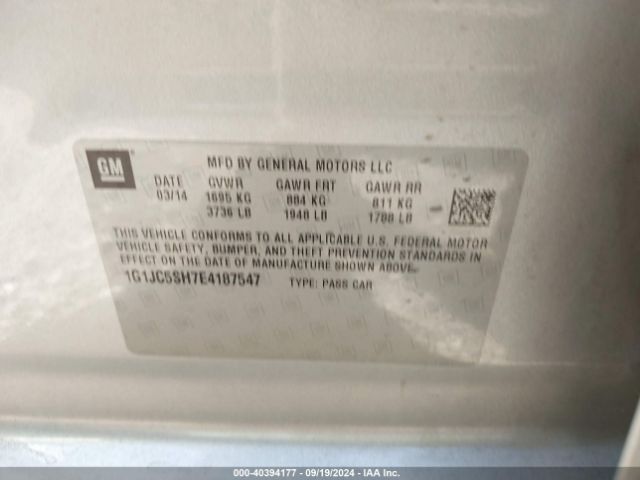 1G1JC5SH7E4187547 Chevrolet Sonic Lt Auto